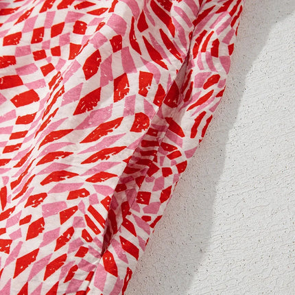 Geometric Print Knot Back Sleeveless Ruffle Hem Dress - Image 11