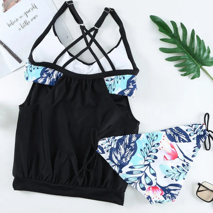 Full Size Crisscross Scoop Neck Tankini Set - Image 4