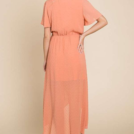 Culture Code Full Size Swiss Dot Tied Slit Short Sleeve Dress - Image 2