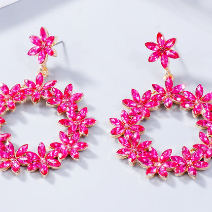 Rhinestone Flower Dangle Earrings - Image 10