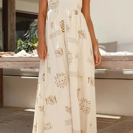 Cutout Back Printed Square Neck Maxi Cami Dress - Image 10