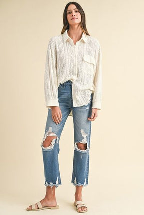 Annie Wear Distressed Raw Hem Cropped Jeans - Image 5