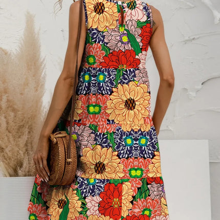 FAM-FAM Tiered Printed Round Neck Sleeveless Dress - Image 11