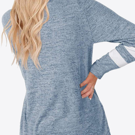 Striped Contrast Raglan Sleeve Top - Image 2