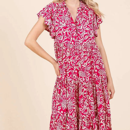 Mittoshop Abstract Print Ruffle Tier Midi Dress - Image 1