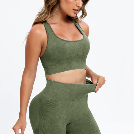 3 Piece Washed Square Neck Wide Strap Active Set - Image 31