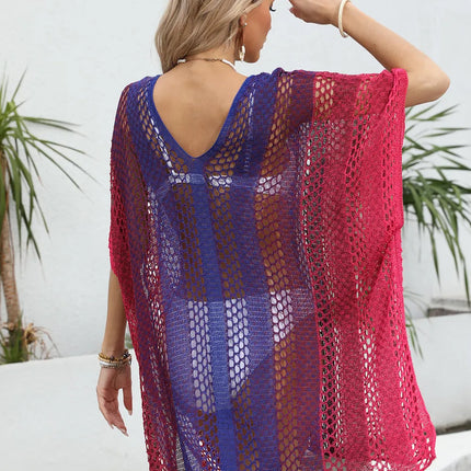 Openwork Contrast V-Neck Cover-Up - Image 10