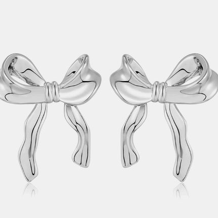 Brass Bow Stud Earrings - Image 4