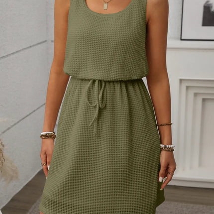 Waffle-Knit Drawstring Mini Tank Dress - Image 18