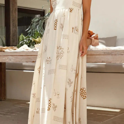Cutout Back Printed Square Neck Maxi Cami Dress - Image 7
