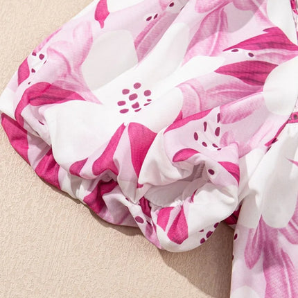 Floral Frilled Collar Short Sleeve Blouse Top - Image 7