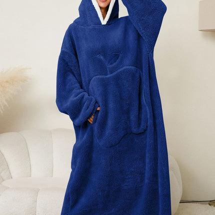 Pocketed Contrast Long Sleeve Hooded Lounge Dress - Image 20