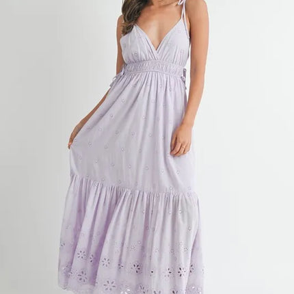 MABLE Eyelet Lace Maxi Dress With Side Strap Details - Image 2