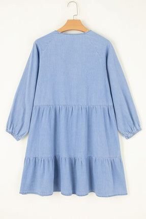 V-Neck Tiered Ruffled Hem Mini Dress - Image 6