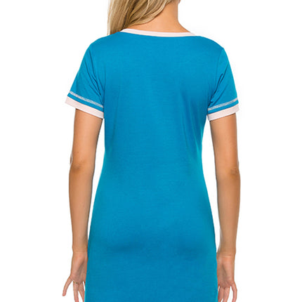 Contrast Trim Short Sleeve Lounge Dress - Image 24