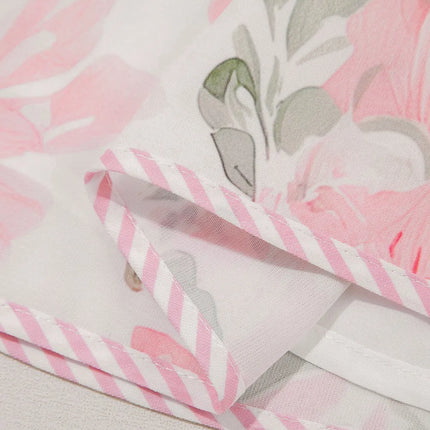 Floral Contrast Edge Layered Short Sleeve Mini Dress - Image 8