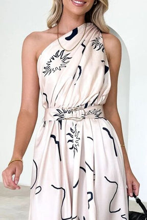 Ruched Printed Single Shoulder Dress - Image 10