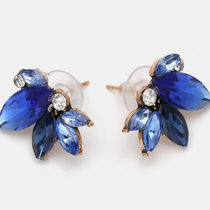 Alloy Rhinestone Flower Stud Earrings - Image 1