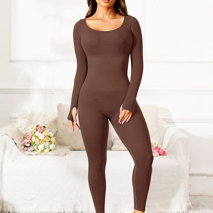 Scoop Neck Long Sleeve Active Jumpsuit - Image 8