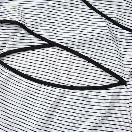 Stripe Crisscross Side Slits Slim Fit Sleeveless Midi Dress - Image 10