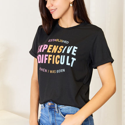 Simply Love Slogan Graphic Cuffed Sleeve T-Shirt - Image 2
