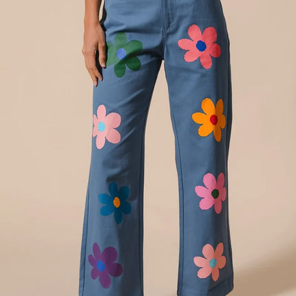 BiBi Flower Print Straight Legs Pants - Image 1