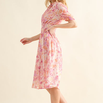 And The Why Full Size Smocked Waist Printed Midi Dress - Image 2