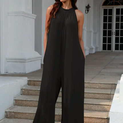 Double Take Full Size Tie Back Cutout Sleeveless Jumpsuit - Image 8