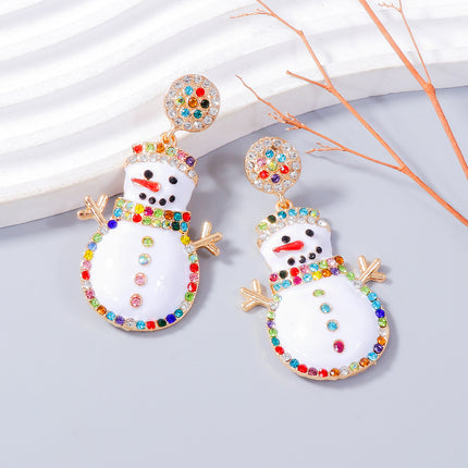 Alloy Rhinestone Snowman Earrings - Image 1
