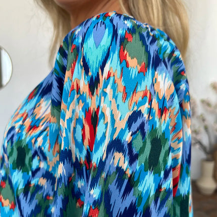Double Take Full Size Printed Balloon Sleeve Blouse - Image 21