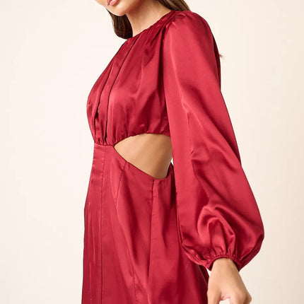 Mittoshop Satin Side Cutout Detail Mini Dress - Image 1