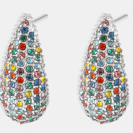 Stainless Steel Inlaid Zircon Teardrop Earrings - Image 6