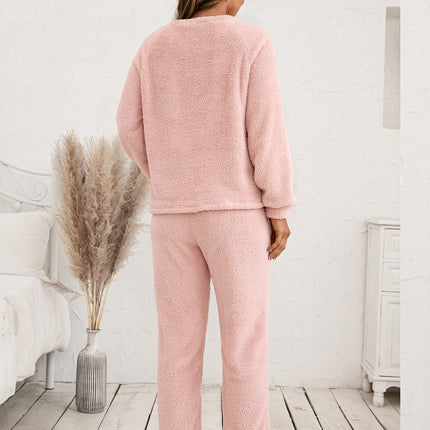Ivy Lane Teddy Long Sleeve Top and Pants Lounge Set - Image 2