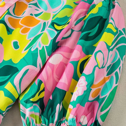 Button Down Floral Puff Sleeve Babydoll Dress - Image 15