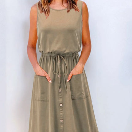 Full Size Round Neck Sleeveless Tank Dress Plus Size - Image 5