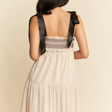 Davi & Dani Multi Contrast Smocked Bodice Straps Maxi Dress - Image 9