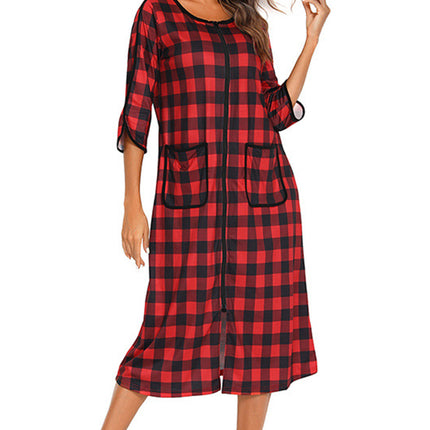 Round Neck Three-Quarter Sleeve Midi Night Dress - Image 26