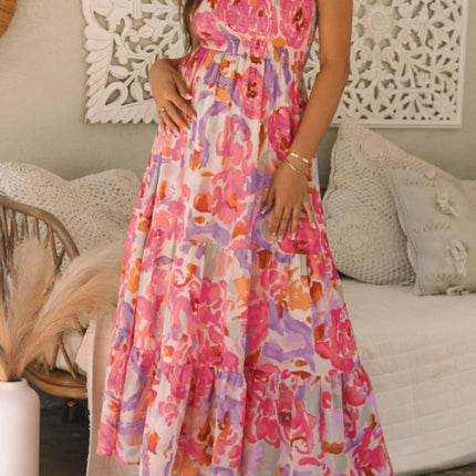 Floral Print Shirred One Shoulder Maxi Dress - Image 3