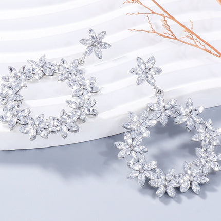 Rhinestone Flower Dangle Earrings - Image 6