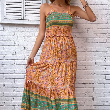 Printed Square Neck Midi Cami Dress - Image 1
