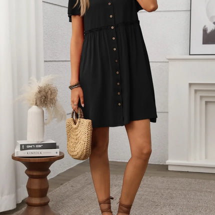 Button Front Flutter Sleeve Dress - Image 20