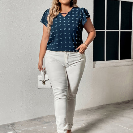 Honey Plus Size Swiss Dot V-Neck Flutter Sleeve Tee - Image 6