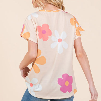 BOMBOM Floral Short Sleeve T-Shirt - Image 2