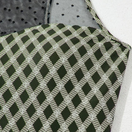 Dotted Mesh Plaid Patchwork High Waisted Swim Set - Image 10