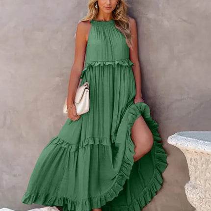 Ruffled Sleeveless Tiered Maxi Dress with Pockets - Image 16