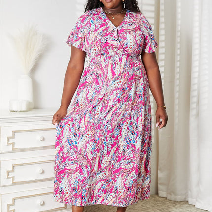 Double Take Multicolored V-Neck Maxi Dress - Image 5