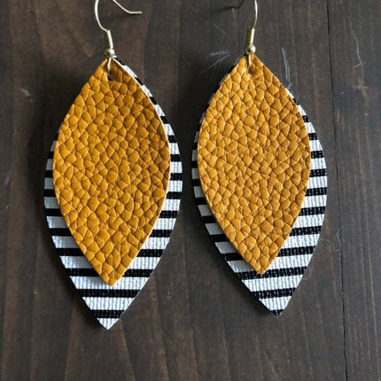 PU Leather Leaf Dangle Earrings - Image 4