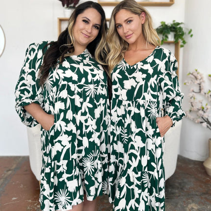 Double Take Full Size Printed Ruffle Hem Dress with Pocket - Image 5