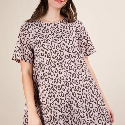 VERY J Leopard Printed Comfy Mini Dress - Image 1