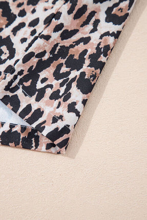 Leopard Round Neck Short Sleeve Mini Dress - Image 7